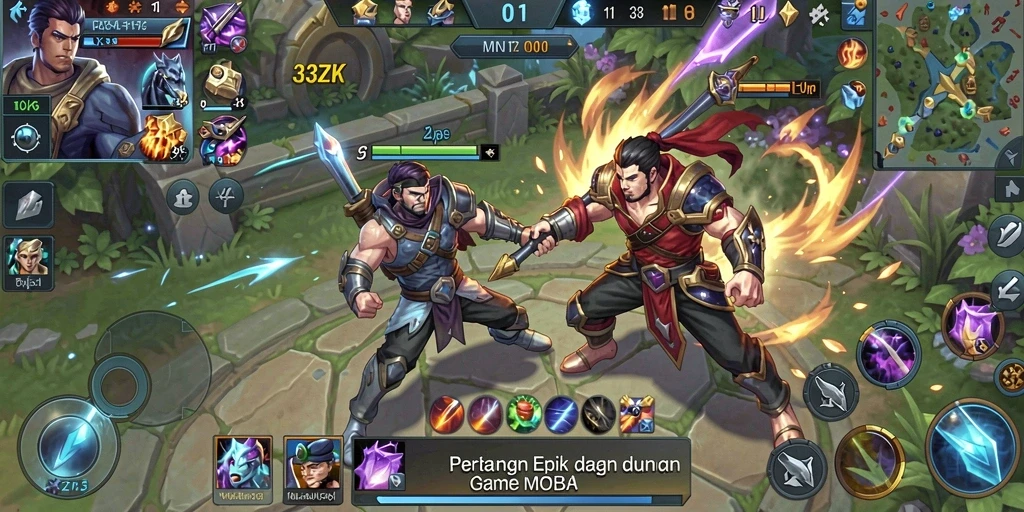 Tampilan gameplay menegangkan dalam 33ZK yang penuh strategi.
