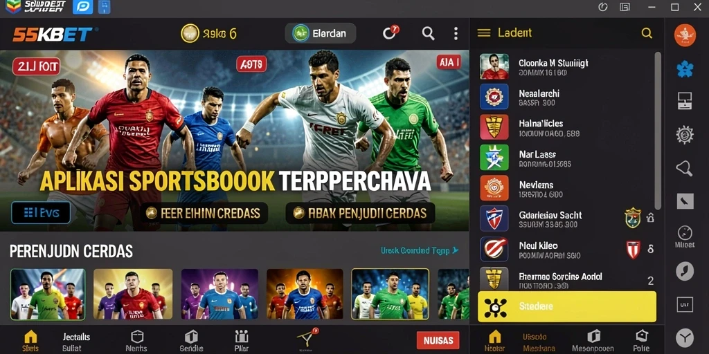 Screenshot utama 55KBET menampilkan fitur taruhan olahraga yang menarik.
