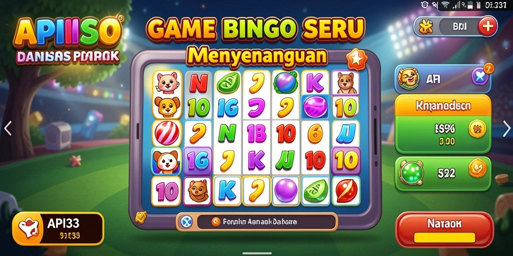 Tampilan interaktif dari gameplay Bingo yang menyenangkan di API33.