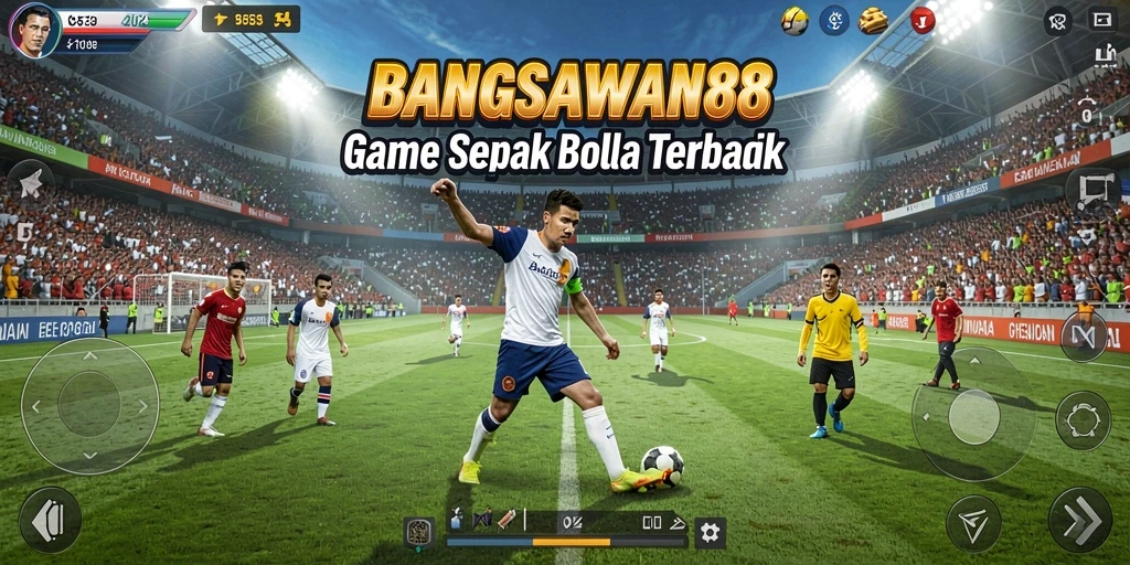 Screenshot BANGSAWAN88 menunjukkan gameplay sepak bola yang mendebarkan.