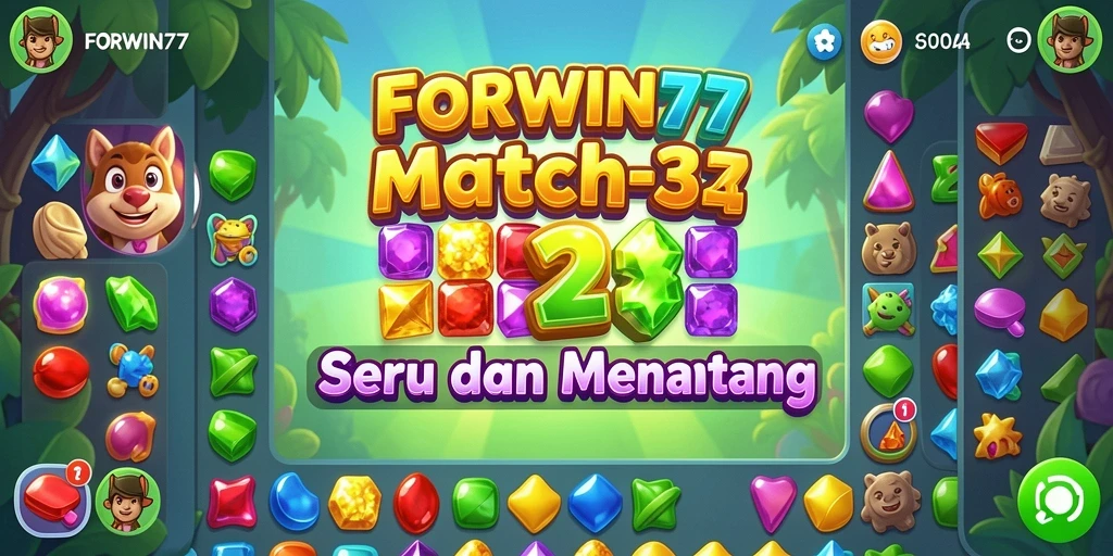 Screenshot menampilkan serunya gameplay Match-3 FORWIN77.