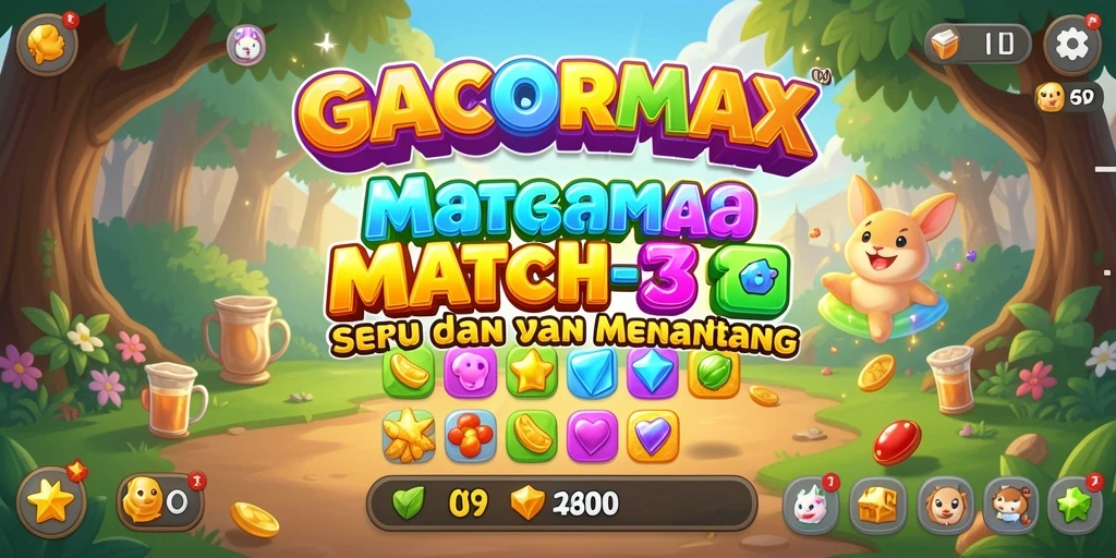 Tampilan gameplay seru dari GACORMAX dengan tantangan Match-3.