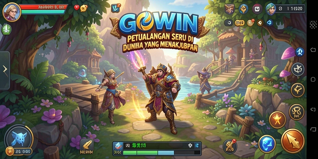 Tangkapan layar GOWIN menunjukkan gameplay petualangan yang mendebarkan.