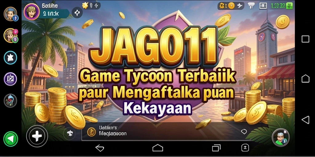 Screenshot utama JAGO11 menampilkan gameplay Tycoon yang seru dan interaktif.