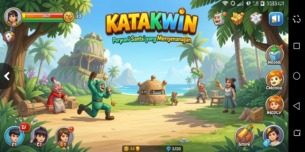 Tampilan colorful gameplay KATAKWIN yang seru dan interaktif.