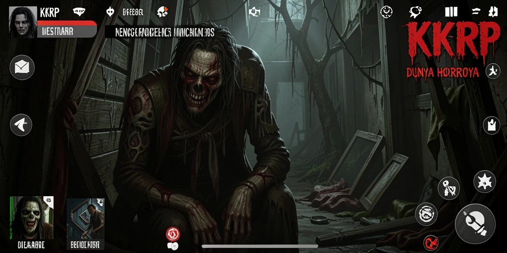 Screenshot utama KKRP menampilkan gameplay yang mencekam dan atmosfer menyeramkan.