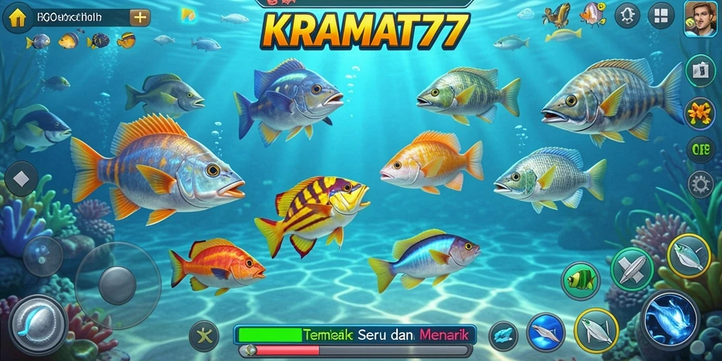 Tampilan gameplay KRAMAT77 yang seru dengan aksi Tembak Ikan.