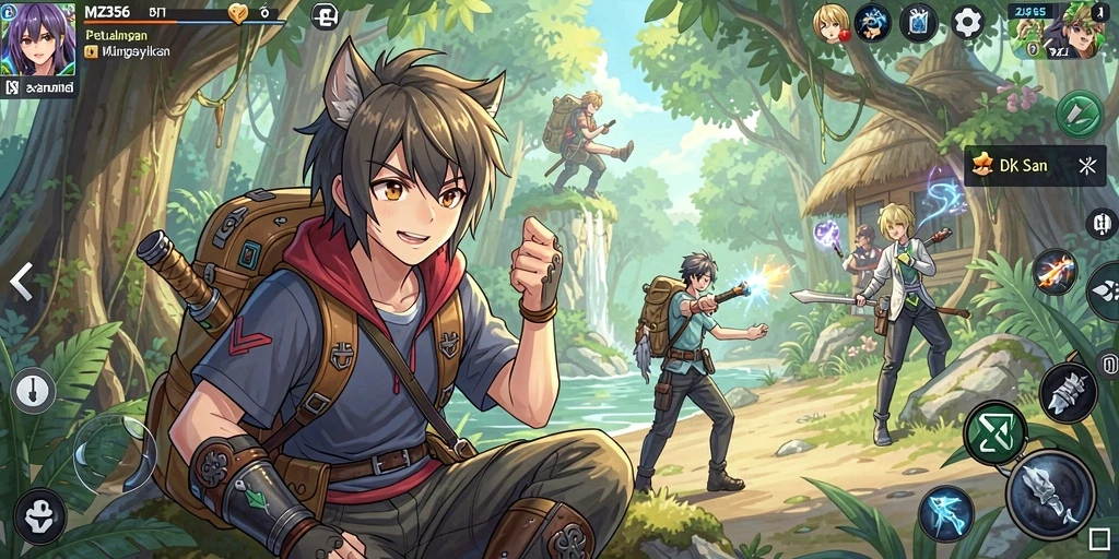 Tampilan gameplay seru dengan karakter anime yang dinamis.