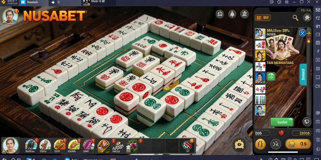 Screenshot gameplay NUSABET yang menampilkan suasana permainan Mahjong.
