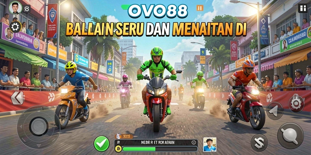 Screenshot gameplay OVO88 menampilkan balapan seru dan momen mendebarkan.