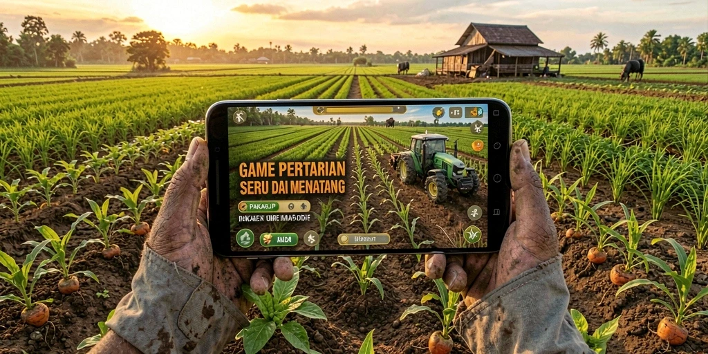 Tampilan gameplay menarik dari PAKARJP dengan kebun yang subur.