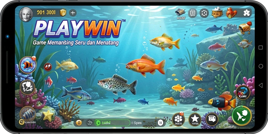 Tampilan gameplay seru saat memancing di PLAYWIN.