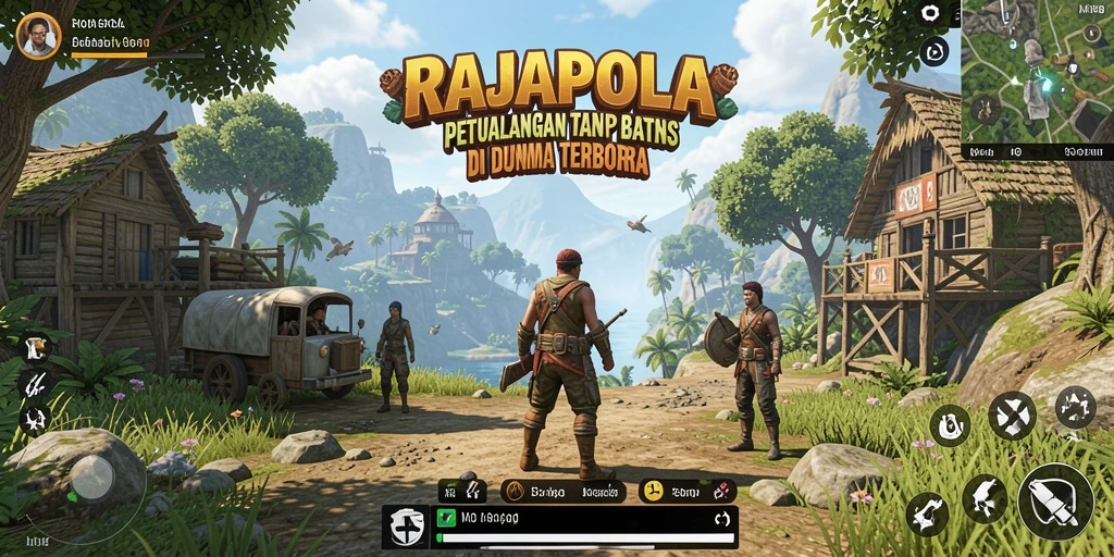Tangkapan layar menunjukkan dunia terbuka yang luas di RAJAPOLA.