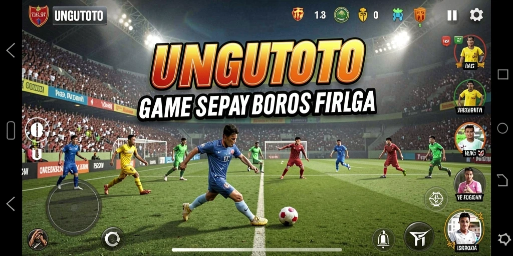 Screenshot UNGUTOTO menunjukkan aksi mendebarkan di lapangan sepak bola.