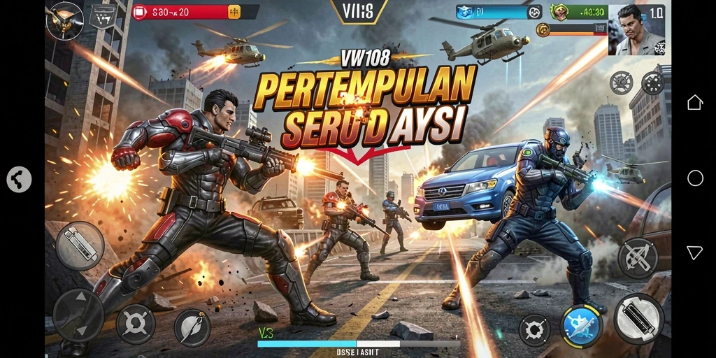 Screenshot VW108 menampilkan aksi pertempuran yang seru dan mendebarkan.